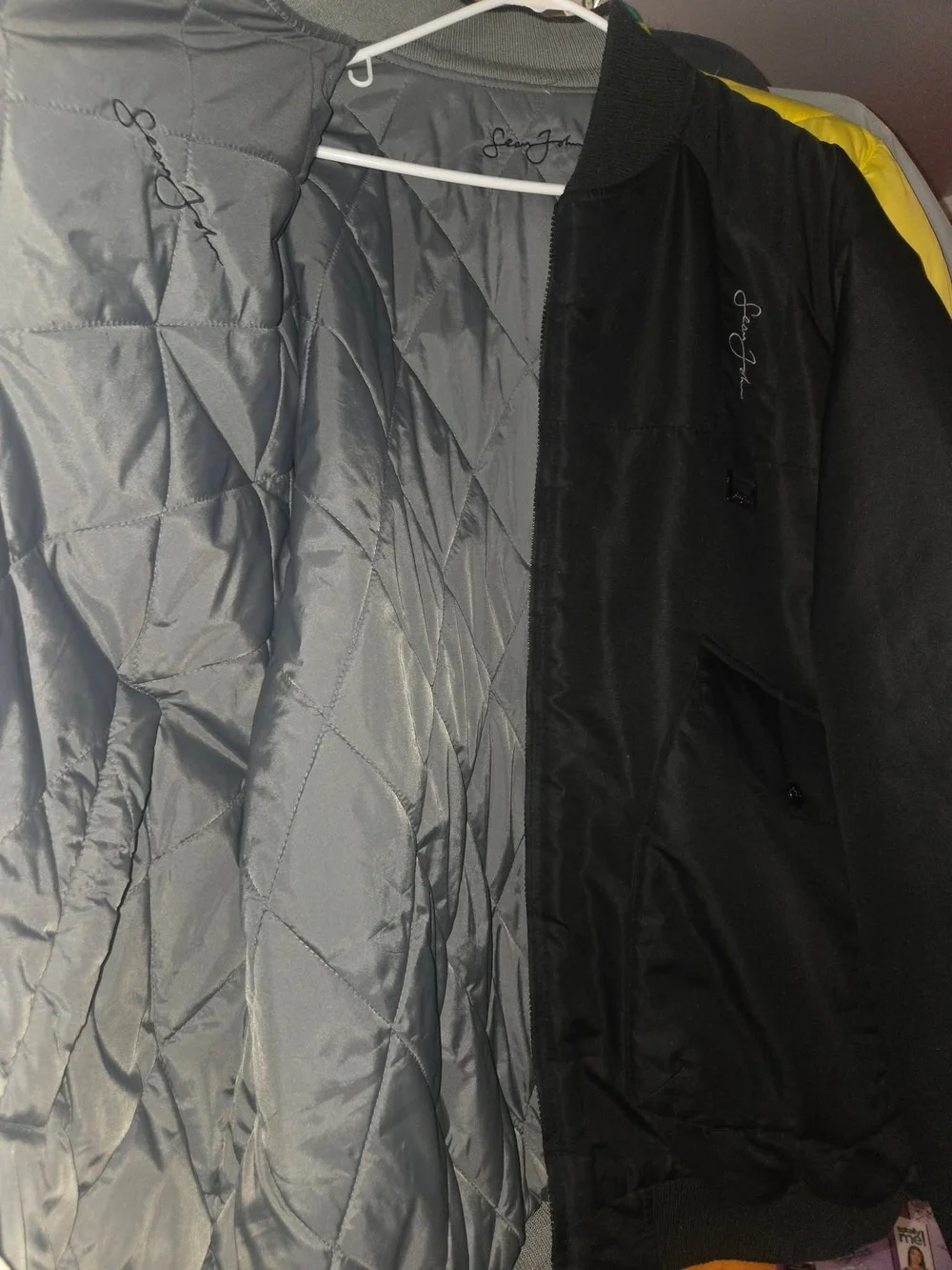 Sean John Black Men's Bomber Jacket with Script Signature